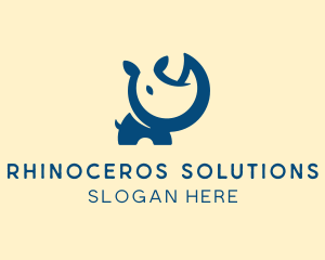 Cute Baby Rhino logo design