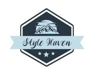 Skiing - Mountain Nature Badge logo design