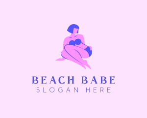 Sitting Bikini Lady logo design