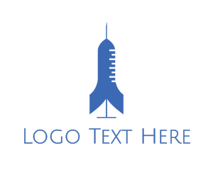 Rocket - Blue Rocket Syringe logo design