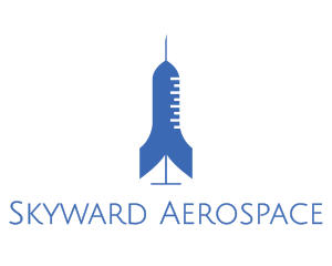 Aerospace - Blue Rocket Syringe logo design