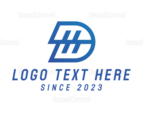 Mechanical Blue Letter D Logo
