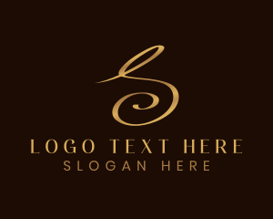 Cursive - Gold Luxury Letter S logo design