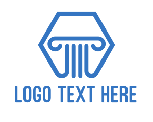 Courthouse - Blue Hexagon Pillar logo design