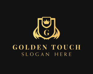 Golden Crown Shield logo design