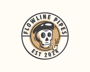 Smoking Pipe Skull logo design