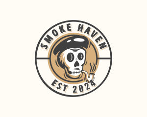 Smoking Pipe Skull logo design