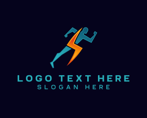 Marathon - Running Lightning Human logo design