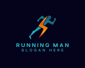 Running Lightning Human  Logo