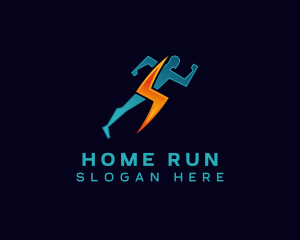 Running Lightning Human  logo design