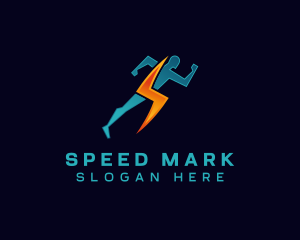 Running Lightning Human  logo design