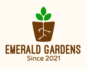 Root Pot Plant logo design