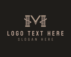 Museum - Pillar Column Letter M logo design
