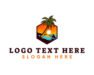 Beach Sunset Vacation Logo