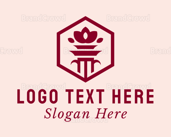 Hexagon Lotus Flower Column Logo