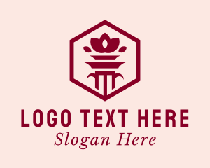 Artisanal - Hexagon Lotus Flower Column logo design