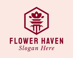 Hexagon Lotus Flower Column logo design