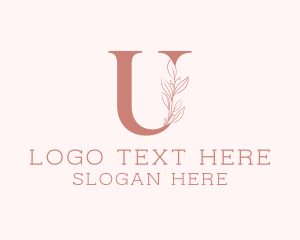 Beauty Wellness - Elegant Leaves Letter U logo design