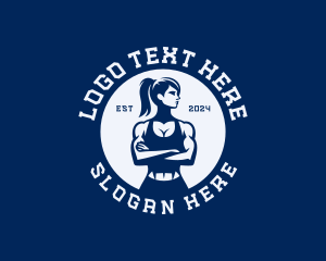 Muscular - Strong Woman Workout logo design