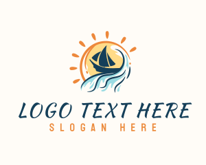 Leaving - Beach Wave Boat logo design