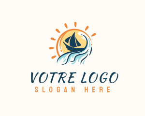 Beach Wave Boat Logo