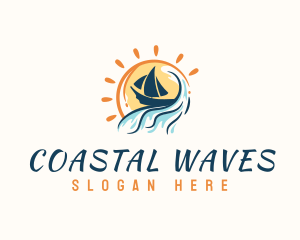 Beach Wave Boat logo design