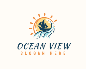 Beach Wave Boat logo design