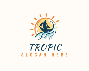 Beach Wave Boat logo design