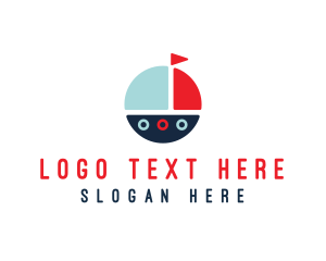 Ship - Cute Round Sailboat logo design