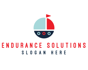 Cute Round Sailboat logo design