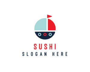 Cute Round Sailboat logo design