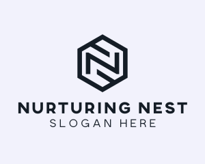 Hexagonal Firm Letter N logo design