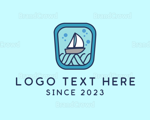 Sailboat Ocean Waves Logo