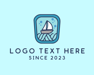 Vessel - Sailboat Ocean Waves logo design