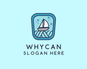 Sailboat Ocean Waves Logo