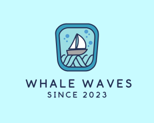 Sailboat Ocean Waves logo design