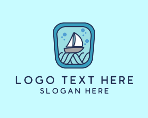 Sailboat Ocean Waves Logo