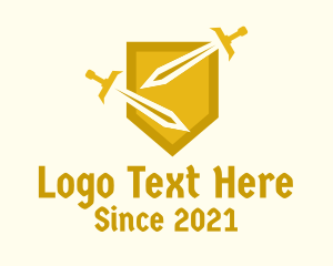 Team - Golden Shield & Swords logo design