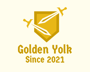 Golden Shield & Swords logo design