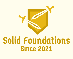 Swordsman - Golden Shield & Swords logo design