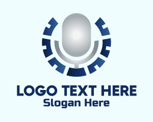Gradient - Blue Mic Podcast logo design