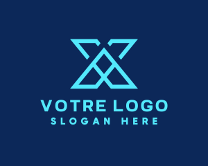 Blue - Tech Business Letter X Outline logo design