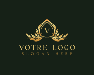 Vip - Floral Crest Leaves logo design