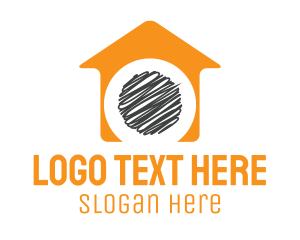 No - Orange House Scribble logo design