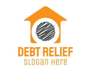 Debt - Orange House Scribble logo design