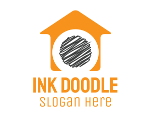 Orange House Scribble logo design