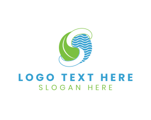 Water Supply - Leaf Wave Letter S logo design