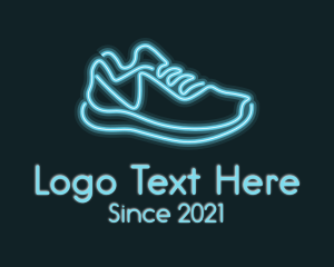 Kicks - Neon Blue Sneaker logo design