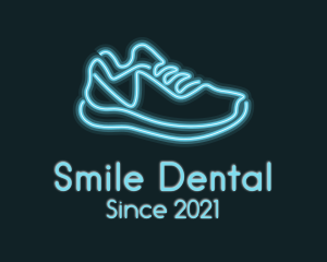 Shoe - Neon Blue Sneaker logo design