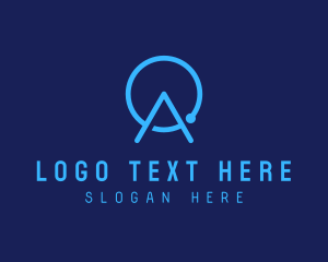 Mathematics - Blue Tech Letter A logo design